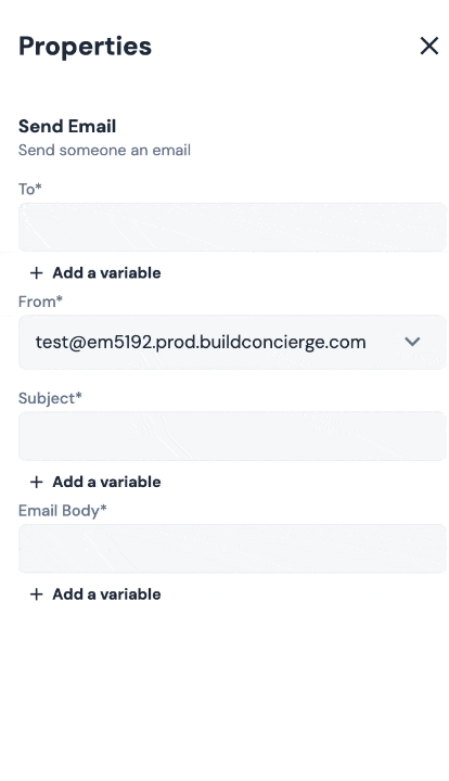 The Send Email action